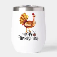 Cute Thanksgiving Turkey Thermal Wine Tumbler