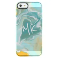 Sandy Brown Ocean Blue Marble Fluid Art   Clear iPhone SE/5/5s Case