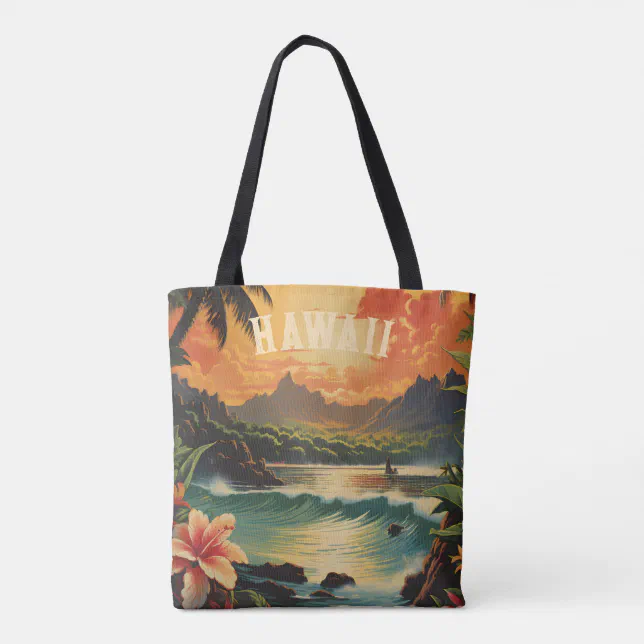 Vintage Hawaii Tropical Beach Travel Tote Bag