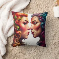 Holiday Portrait of Two Women Throw Pillow