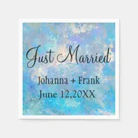 Just Married Blue Napkins