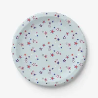 Scattered Red, White, and Blue Stars Patriotic Paper Plates