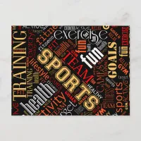 Fitness Word Cloud Red/White ID284 Postcard