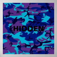 Dark Blue & Purple Camouflage Hidden Quote Poster