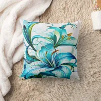 Blue Lilies in Artistic Floral Arrangement Throw Pillow