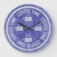 Coffee Time Silver on Violet Large Clock