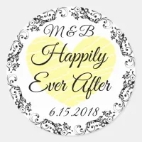 Monogrammed Happily Ever After Wedding Stickers