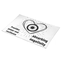 Rays, Heart , Black Evil Eye protection monogram | Cloth Placemat