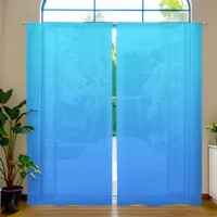 Vivid Aqua Sky Blue Gradient Sheer Curtains