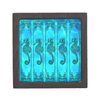 Black and White Seahorse - Water Effect Jewelry Box