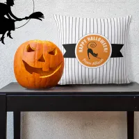 Happy Halloween Black Cat & Stripes ID686 Throw Pillow