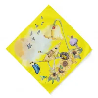 Cute Watercolor Cottagecore Yellow on yellow | Bandana