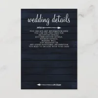 Navy  Blush barn wood floral rustic wedding Enclosure Card