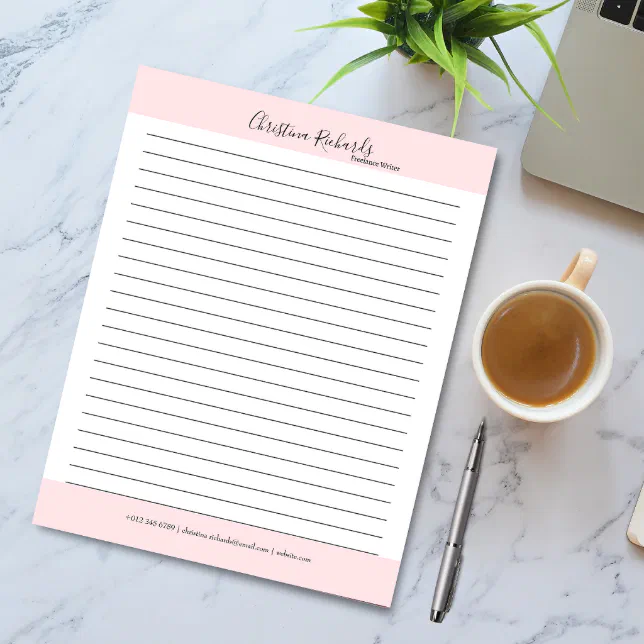 Stylish Pink Minimalist Lined Notepad
