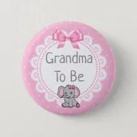 Elephant Themed Grandma to Be Baby Shower Button