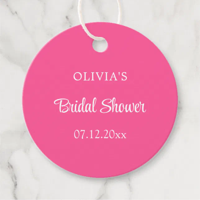 Hot Pink Bridal Shower Favor Tags