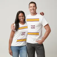 Burgundy Gold Sports Jersey Team Name White Unisex T-Shirt