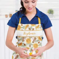 Watercolor Oranges Pattern Personalized Apron