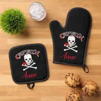 Personalized Jolly Roger (Rose) Oven Mitt & Pot Holder Set