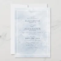 Dusty Blue Watercolor Elegant Minimalist Wedding Invitation