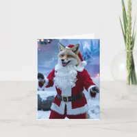 Adorable Christmas Red Fox Sings  Card