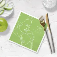 Thin Line Minimalist Wedding Spring Green ID919 Napkins