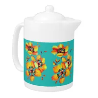 Sparaxis Harlequin Grandiflora Cape Watercolor Teapot