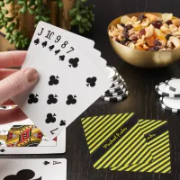 Black Yellow Faux Glitter Diagonal Stripes Name Poker Cards