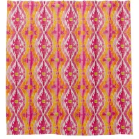 Moroccan Ikat Orange and Pink Shower Curtain