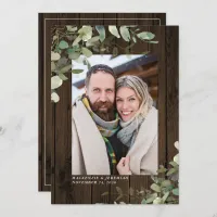 Rustic Wood Eucalyptus Wedding Photo Save the Date