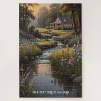 Tranquil Countryside Retreat Cottage by the Stream Jigsaw Puzzle