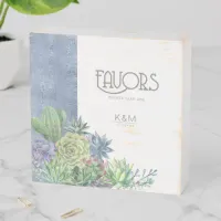 Succulents and Sparkle Favors Blue ID515 Wooden Box Sign