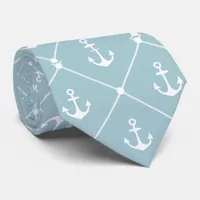 Cruise Wedding Nautical Anchor Rope Pattern Neck Tie