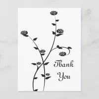 Black and White Roses Thank You Postcard