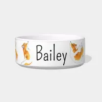 Pembroke Welsh  Corgi Yoga Style Dog Name Bowl