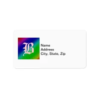 Colorful Diagonal Stripes and Flowers Label