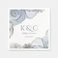 Wedding Napkins | Watercolor Bouquet (Dusty Blue)