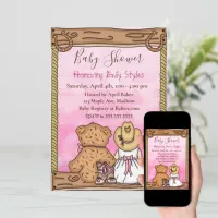 Girl's Baby Shower | Cowgirl and Teddy Bear  Invitation
