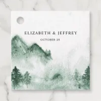 Rustic Watercolor Mountains Pine Winter Wedding  Favor Tags