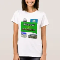 South Dakota Map, Photo Text, Faux Quarter T-Shirt