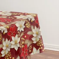 Red White Christmas Floral Pattern#17 ID1009 Tablecloth