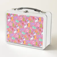 Cute Dinosaur Pattern on Pink | Metal Lunch Box