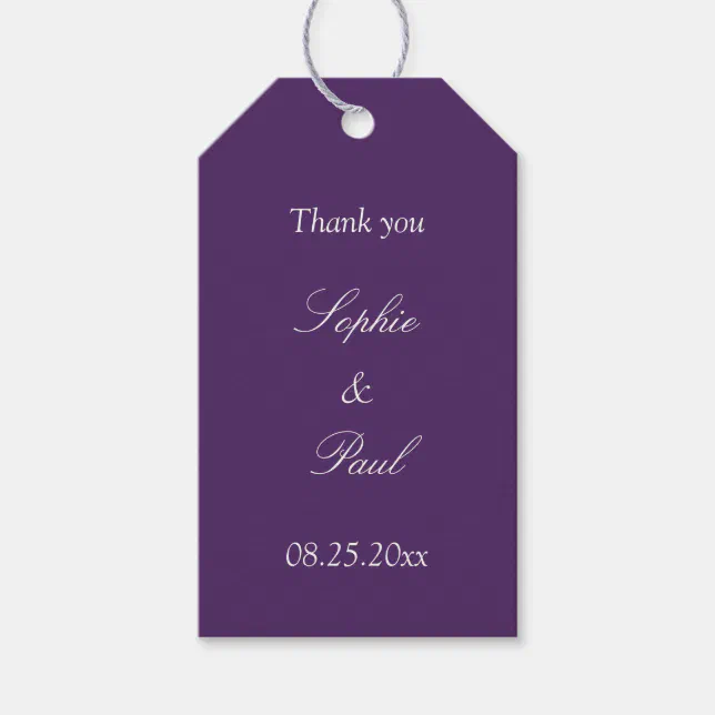 Dark Purple Wedding Favor Thank You Gift Tags