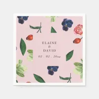 Rustic Watercolor Blooms Floral Wedding Napkins