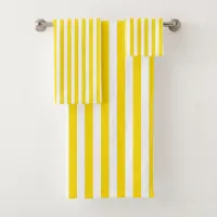 Yellow and White Deckchair Stripe Pattern Bath Towel Set