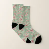 Cherry Blossoms in Pink and Teal Socks