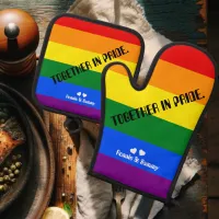 'Together in Pride.' LGBT Rainbow Flag Pride Month Oven Mitt & Pot Holder Set