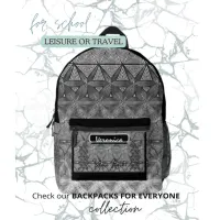 Black and Grey Star pattern Printed Backpack