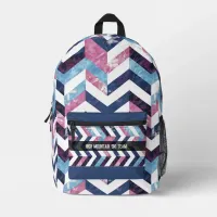 White Pink Blue Marble Pattern Printed Backpack