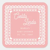 Mexican Papel Picado Cielito Lindo Baby Shower Square Sticker